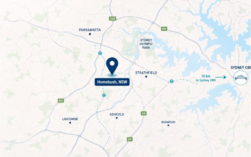 Homebush HQ map