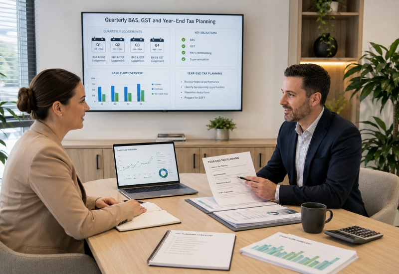 Quarterly BAS, GST and Year-End Tax Planning Services